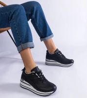 Gemre Czarne sneakersy zdobione brokatem Ursula