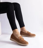 Gemre Karmelowe mokasyny damskie z eko zamszu Sandoval