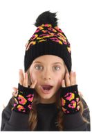 mshb&g Pink Leopard Girls Beanie Gloves Set