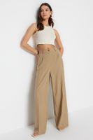 Trendyol Khaki Iron-Traced Wide Leg/Wide Leg Woven Fabric Trousers