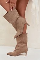 Boto Slip-on Női Bokacsizma Magassarkú Bézs Solvienne