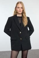 Trendyol Black Oversize Heart Button Blazer Jacket