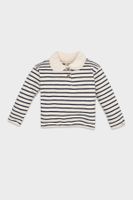 DEFACTO Baby Girl Baby Collar Buttoned Soft Furry Striped Sweatshirt