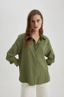 DEFACTO Oversize Fit Crinkle Fabric Long Sleeve Shirt