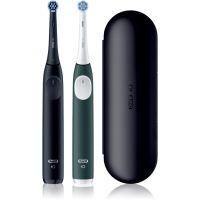 Oral-B iO2 Clean & Gentle električna zobna ščetka z etuijem DUO paket Matt Black & Forest Green