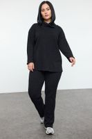 Trendyol Curve Black Knitted Plus Size Bottom-Top Set