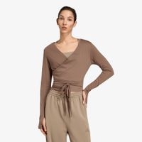 T-shirt adidas 3-Stripes Studio Soft Ballet Wrap Top Earth Strata/ Glow Blue M