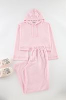 Trendyol Powder Hooded Wide Pattern Knitted Pajama Set