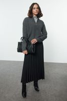 Trendyol Black Pleated Woven Skirt