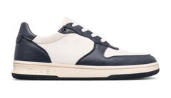 Clae Malone Navy Leather Off-White Bărbați - Adidași Clae - Alb - CL23AMA04-8 - Size: 8