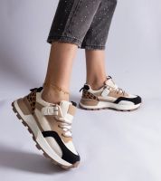 D/CEO Beżowe sneakersy zdobione motywem zwierzęcym Soria