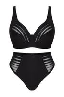 Trendyol Curve Black Striped Underwire Cupless Plus Size Lingerie Sets