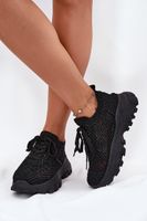 Boto Sneakersy Damskie Z Szydełkową Cholewką Czarne Jelhiris