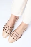 Mio Gusto Helen Nude Colored Blunt Toe Open Back Women's Ballerina Shoes