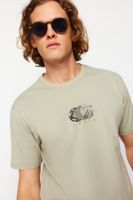 Trendyol Mint Oversize/Wide Cut Printed 100% Cotton T-Shirt