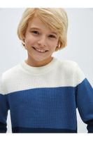 LC Waikiki Lcw Crew Neck Color Block Long Sleeve Boy's Knitwear Sweater