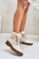 Women's insulated ankle boots with zip beige Mevanisa