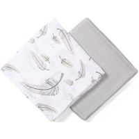 BabyOno Take Care Bamboo Muslin Swaddlers υφασμάτινες πάνες 120 x 120 cm Feathers 2 τμχ