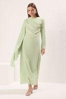 Trendyol Light Green Shawl Detailed Lined Evening Dress