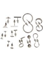 Earrings 10-pack - silver colors