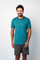 Men's pyjamas Stefano, short sleeves, shorts - blue-green/dark melange