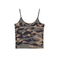 Cropp - Kratek top s potiskom - rjavkasto zelena