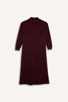 DEFACTO Regular Fit Buttoned Shirt Collar Basic Plain Long Sleeve Thessaloniki Fabric Knit Dress