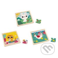 Trio Zvieratká (Janod Drevené puzzle s predlohou pre najmenších) - puzzle z kategorie Maxi dílky