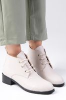 Mio Gusto Meera Beige Color Oval Toe Women's Ankle Short Flat Boots