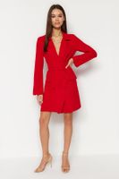 Trendyol Red Belted Mini Button részletesen kidolgozott kabát szőtt ruha