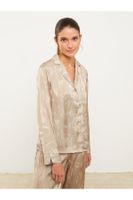 LC Waikiki Shirt Collar Patterned Long Sleeve Satin Women's Pajama Set