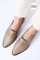 Mio Gusto River Women's Genuine Leather Mink Color Loafers Casual Flat Shoes