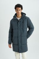 DEFACTO Hooded Puffer Parka Faux Für Lined Zippered Pocket