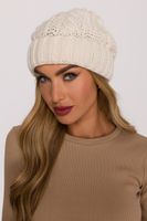 Made Of Emotion Woman's Beanie made of cable-knit yarn - ecru