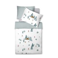 Fleuresse POSTEĽNÁ BIELIZEŇ, flanel, biela, tmavozelená, mätovozelená, mokka, 140/200 cm