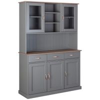 MID.YOU PRÍBORNÍK S VITRÍNOU, borovica, hnedá, sivá, 131/190/45 cm