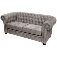 Livetastic SEDAČKA CHESTERFIELD, drevo, textil, kompozitné drevo, sivá