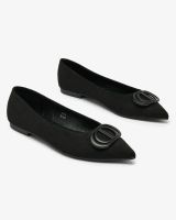 Resti Black women's pointed-toe ballerinas with embellishment on the nose Tidita