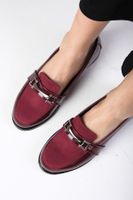 Mio Gusto Burgundy Color Patent Leather And Suede Women's Casual Oxford Flat Shoes.