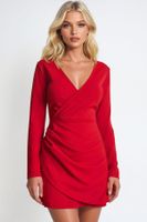 Trend Alaçatı Stili Women's Red Double Breasted Collar Sandy Dress