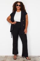 Trendyol Curve Black Flare High Waist Knitted Trousers