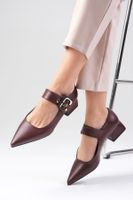 Mio Gusto Lilou Claret Red Color Pointed Toe Women's Low Heel Shoes