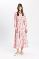 DEFACTO Shirt Collar Patterned Long Sleeve Basic Dress