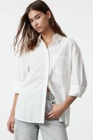 Trendyol Oversize / Wide Fit Woven Shirt with Stone Detail on Ecru Collar