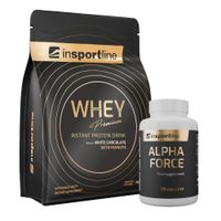 SADA: Protein inSPORTline WHEY Premium 700g + Stimulant inSPORTline AlphaForce, 90 kapslí  bílá čokoláda s arašídy