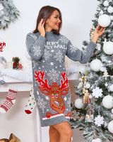Resti Christmas Sweater Women's Dress in Gray
