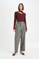 DEFACTO Classic Trousers Wide Leg Pocket High Waist Pleated Straight Leg