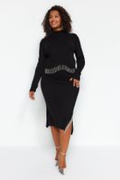 Trendyol Curve Black Stone Detailed Knitwear Two Piece Set