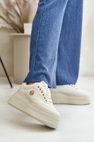 PM1 Sneakersy Dámské Sportovní Boty Zateplené Na Masivní Podešvi Béžové Ardiela