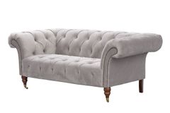 Pohovka Chesterfield Glamour Velvet Light Grey pre 2 osoby